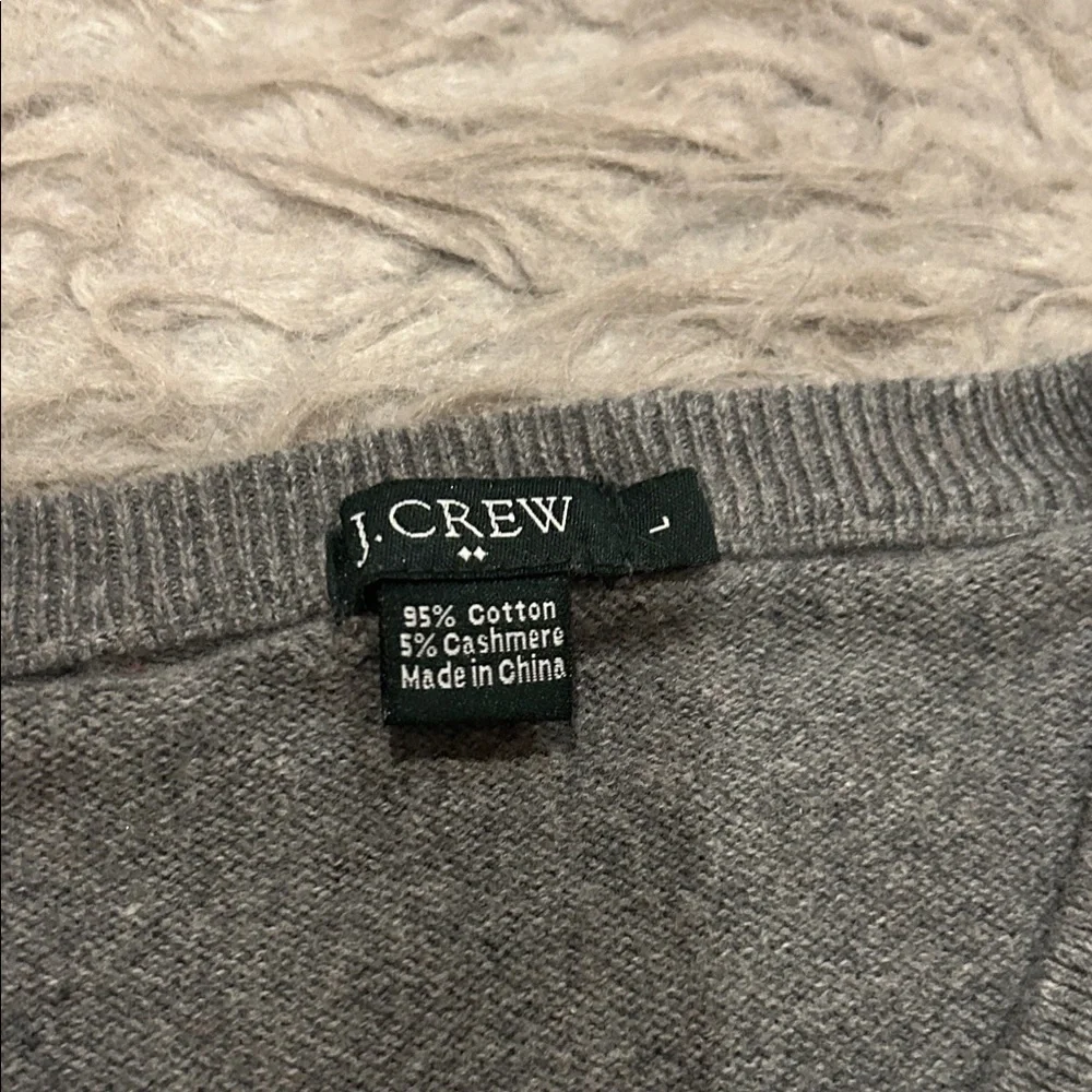 Jcrew Mens Cotton Cashmere Blend‎ Vneck Gray Sweater